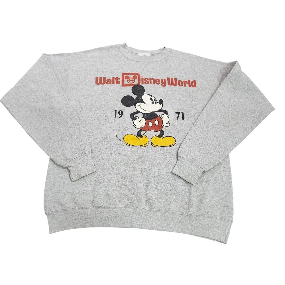 WALT DISNEY WORLD Disney Unisex Medium Gray Mickey Mouse 1971 Sweatshirt EUC